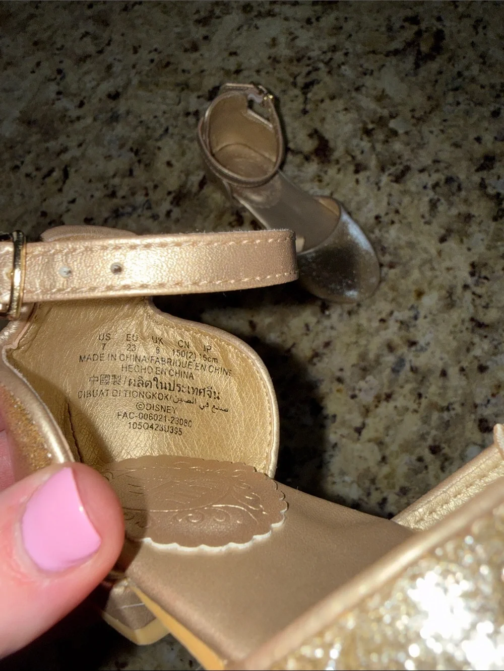 Gold sparkly Bibbidi Bobbidi Boutique girls shoes